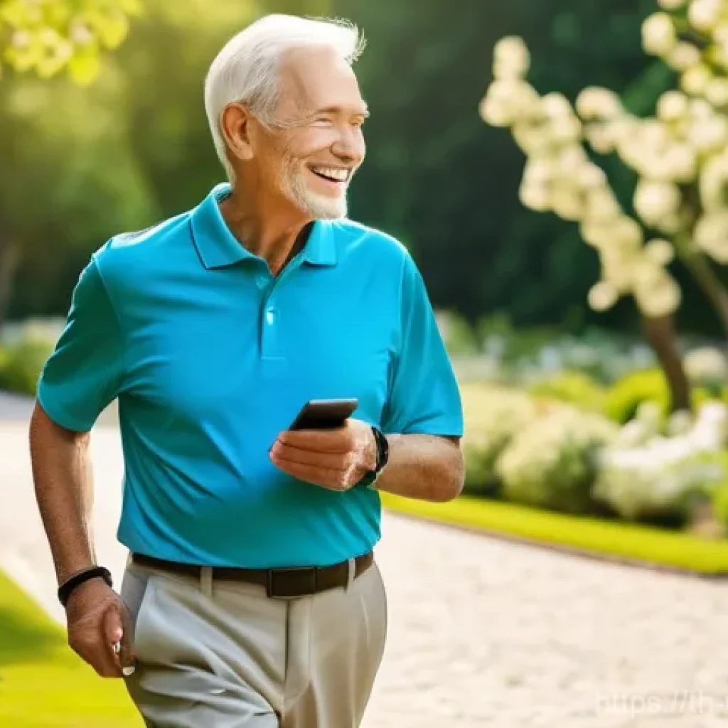 실버테크의 글로벌 시장 동향과 전망 - **Prompt 1: Active Senior with Health Wearable**
"A cheerful and energetic elderly person, aroun...