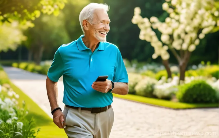 실버테크의 글로벌 시장 동향과 전망 - **Prompt 1: Active Senior with Health Wearable**
    "A cheerful and energetic elderly person, aroun...